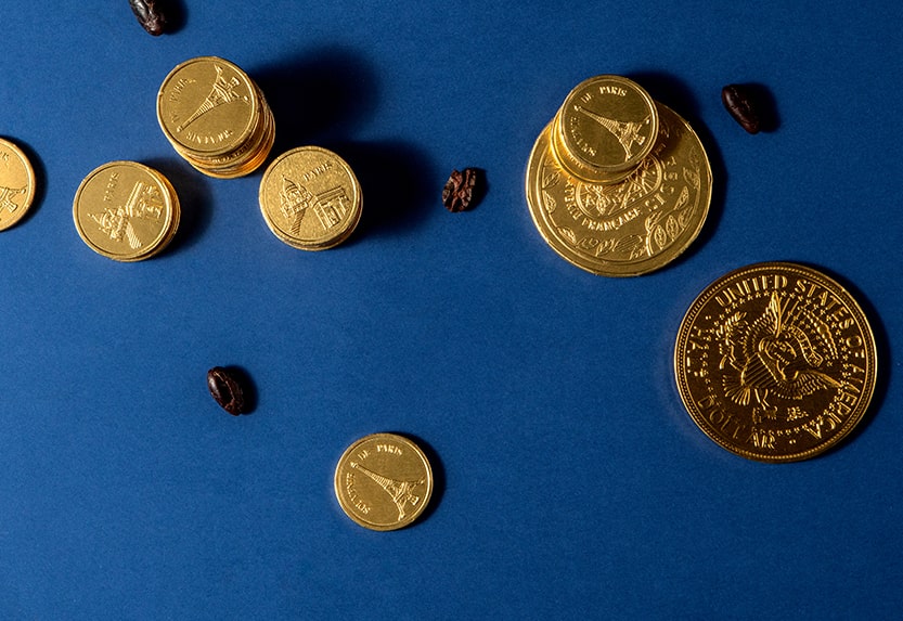 médailles et pièces en chocolat personnalisables