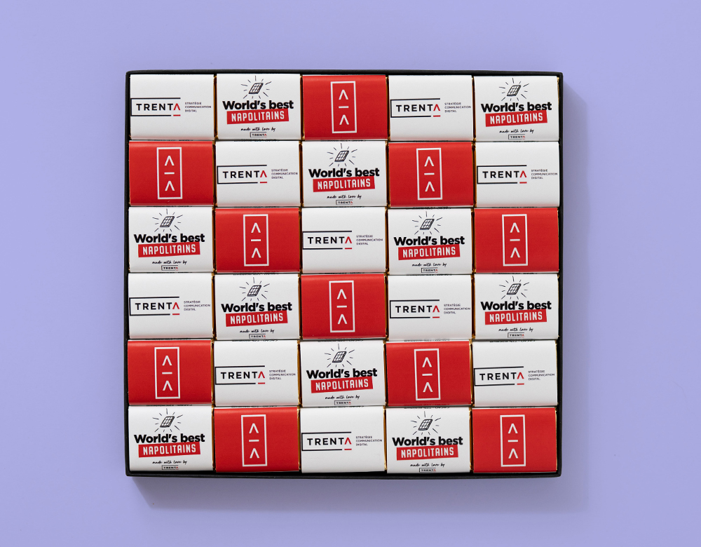 Coffret de 30 Napolitain en chocolat personnalisé entreprise
