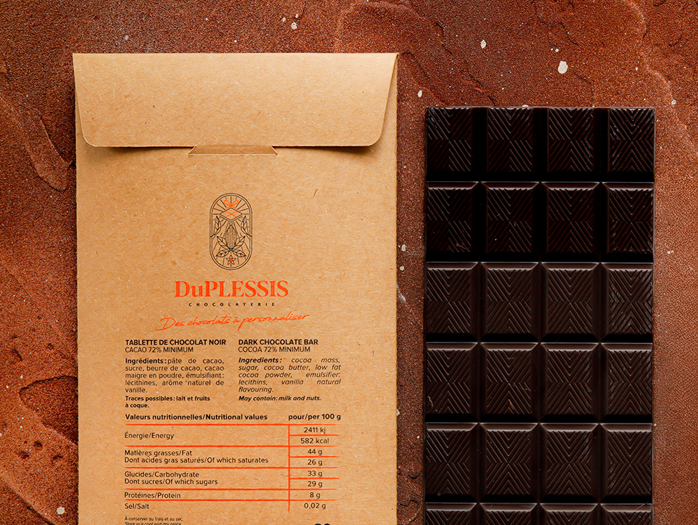 Tablette chocolat noir étui kraft