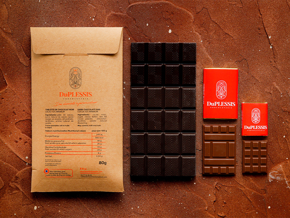Tablette de chocolat lait et noir personnalisables